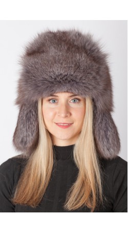 Arctic blue fox fur hat - russian style